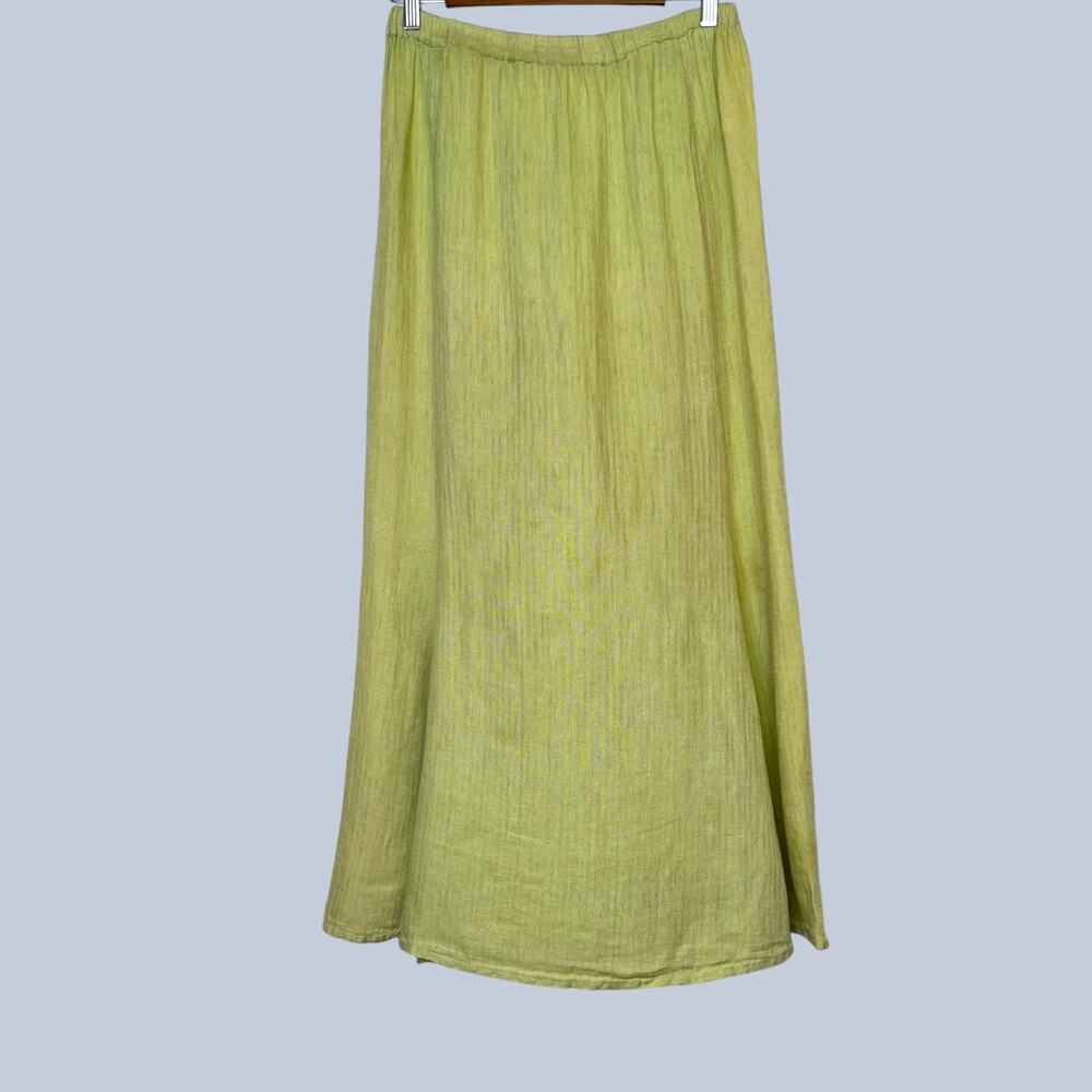 Flax Lime Green Midi Linen Skirt